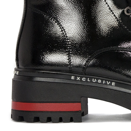 Filippo Botki damskie ocieplane lakierowane czarne