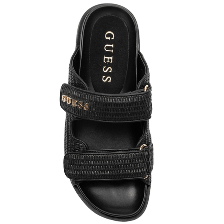 Guess Klapki Damskie Regulowane Na Rzep Klapki Na Platformie 4 Cm Czarne FLJFDE-FAP19-BLK