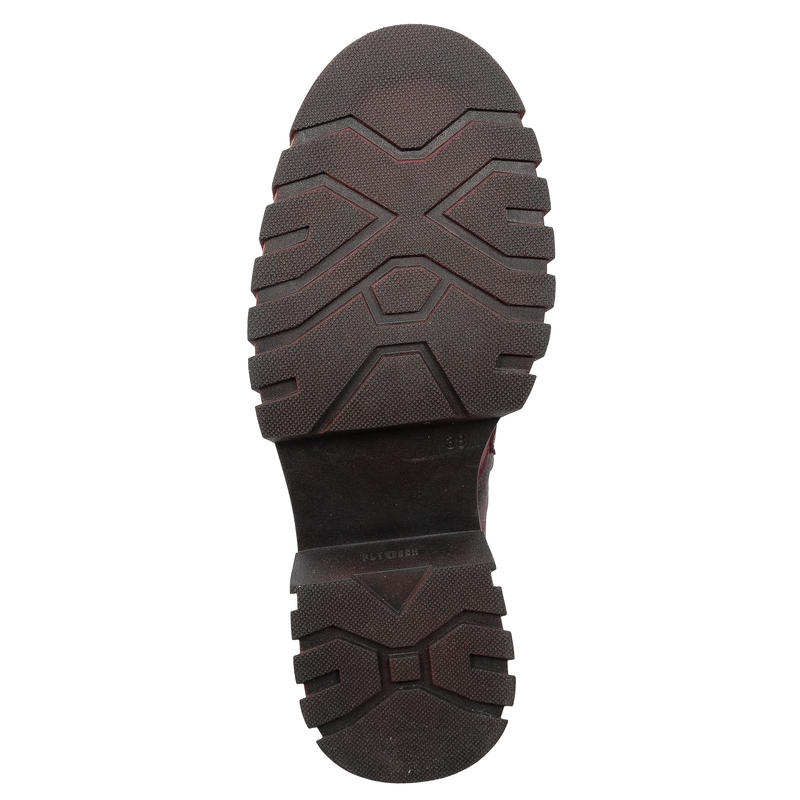 Maciejka Leather Women's Boots With Decorative Pattern Burgundy 07071-23/00-8