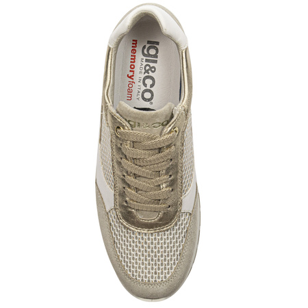 Igi&Co Sneakersy damskie skórzane Beige beżowe