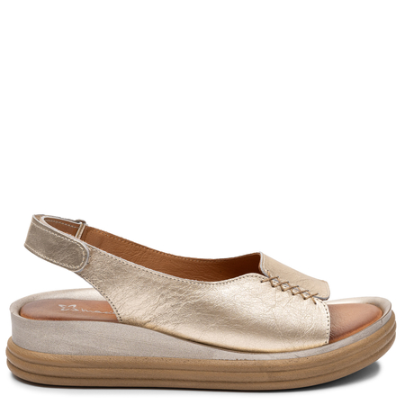 Maciejka Fashion Leather Wedge Sandals Gold L7631-25/00-1