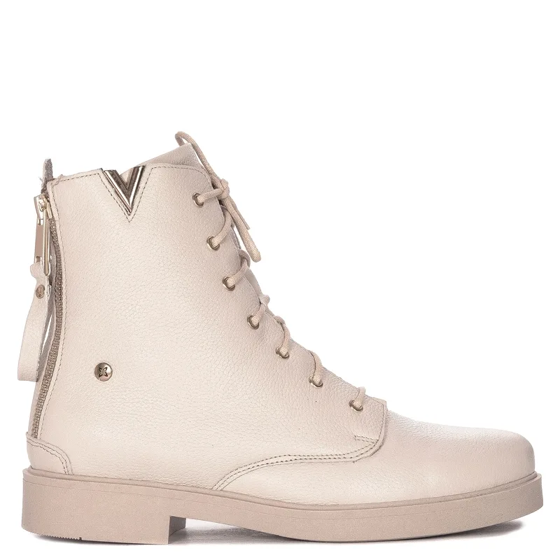 Maciejka Beige Women's Lace-Up Boots
