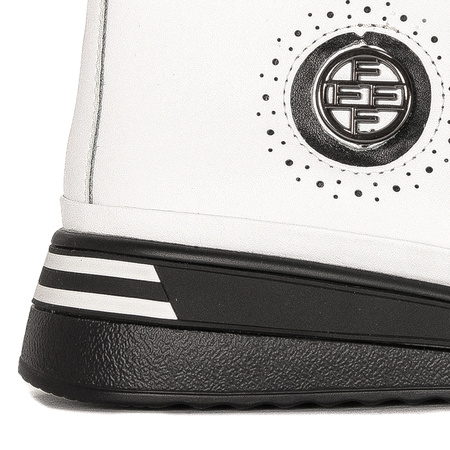 Filippo Skórzane Botki Trzewiki Na Platformie Ocieplane Białe DBT4215/25WH