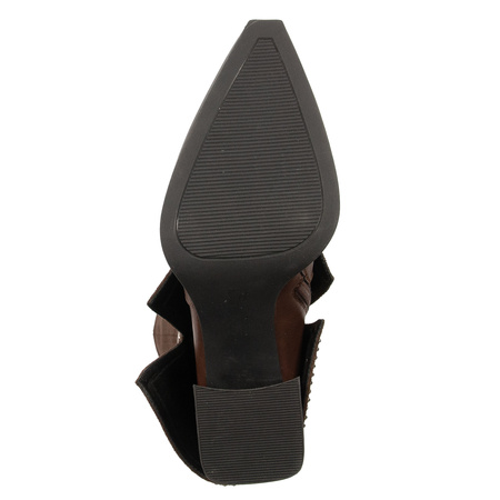 Maciejka Leather Heeled Ankle Boots Suede Cuff Block Heel Brown K7206-02/00-8