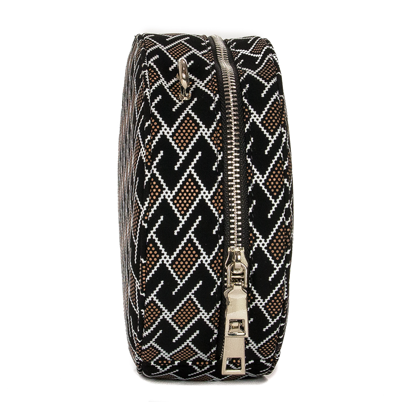 GOE Women's small round messenger bag Black Black + pattern