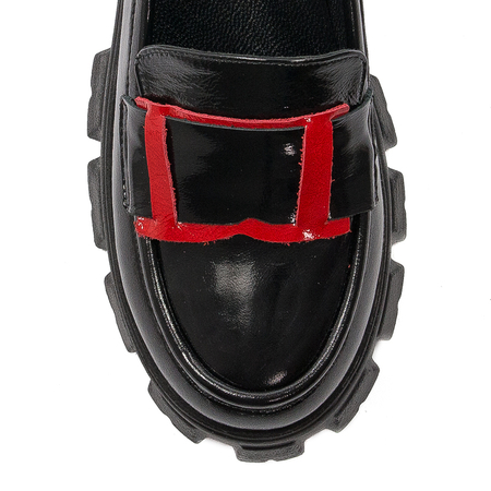 Venezia Women's shoes, black lacquered leather moccasins