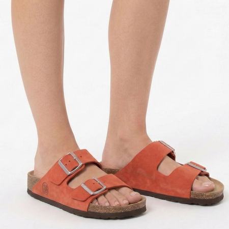 Dr. Brinkmann Bonillo Women's Anatomic Leather Slides Red 700696-04-BONILLO