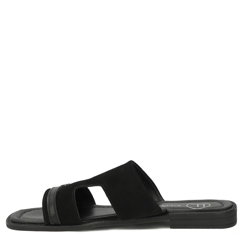 Filippo Leather Slides With Decorative Buckle Black DK7747-26-BK