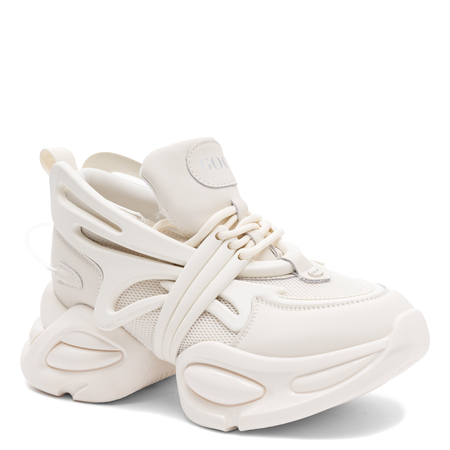 GOE Leather Platform Sneakers Chunky Sole Beige TT2N4014