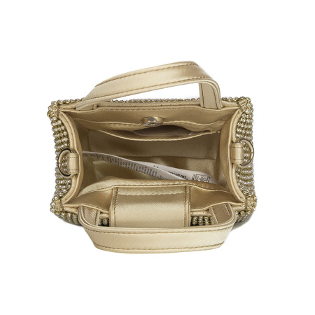Guess Torba damska wieczorowa Lua Mini Gold złota z cyrkoniami