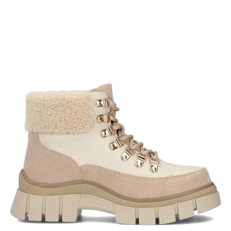 Filippo Beige Leather Ankle Boots for Women