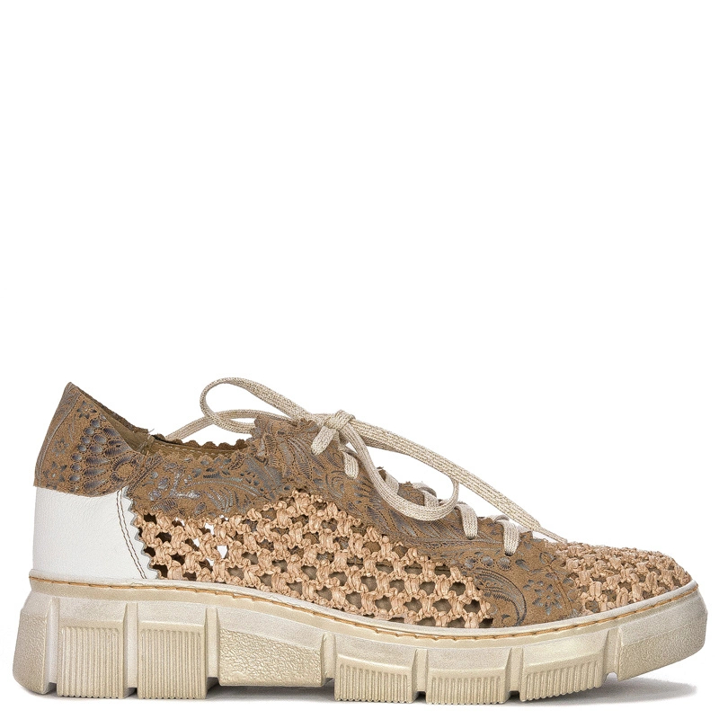 Maciejka Leather Woven Platform Lace-Ups Breathable Beige 05850-04/00-1