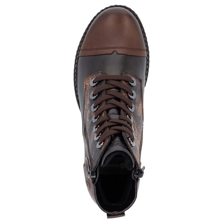 Remonte Women’s Lace-Up Ankle Boots With Side Zip Insulated Chocolate Brown D4382-25