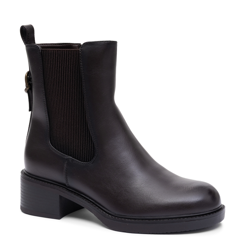 Sergio Leone Stylish Insulated Block Heel Ankle Boots Brown BT-04