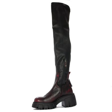 Maciejka 05260-0800-7 Black and Red Knee-High Boots