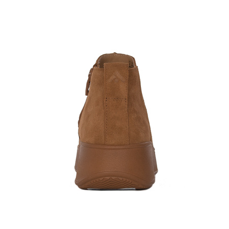 FitFlop F-Mode Leather Flatform Zip Ankle Boots Light Tan