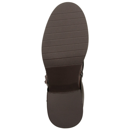 Maciejka Damskie Skórzane Botki Z Nakładaną Cholewką Niski Obcas 4 cm Zielono-Brązowe K7213-09/00-8