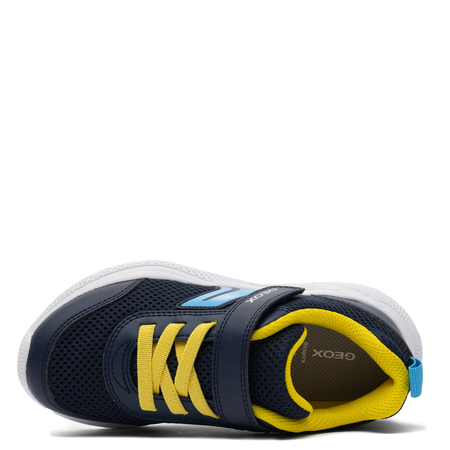 Geox boys’ breathable sneakers with hook-and-loop navy J36GBA-C0657