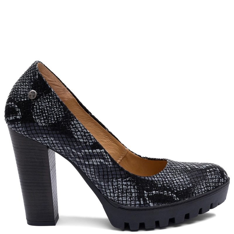Maciejka Patent Leather Pumps Platform Block Heel Elegant Black 2629W-12/00-1