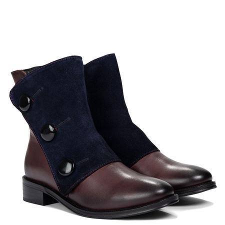 Maciejka Suede-Flap Ankle Boots Decorative Buttons Bordeaux H7172-23/00-7