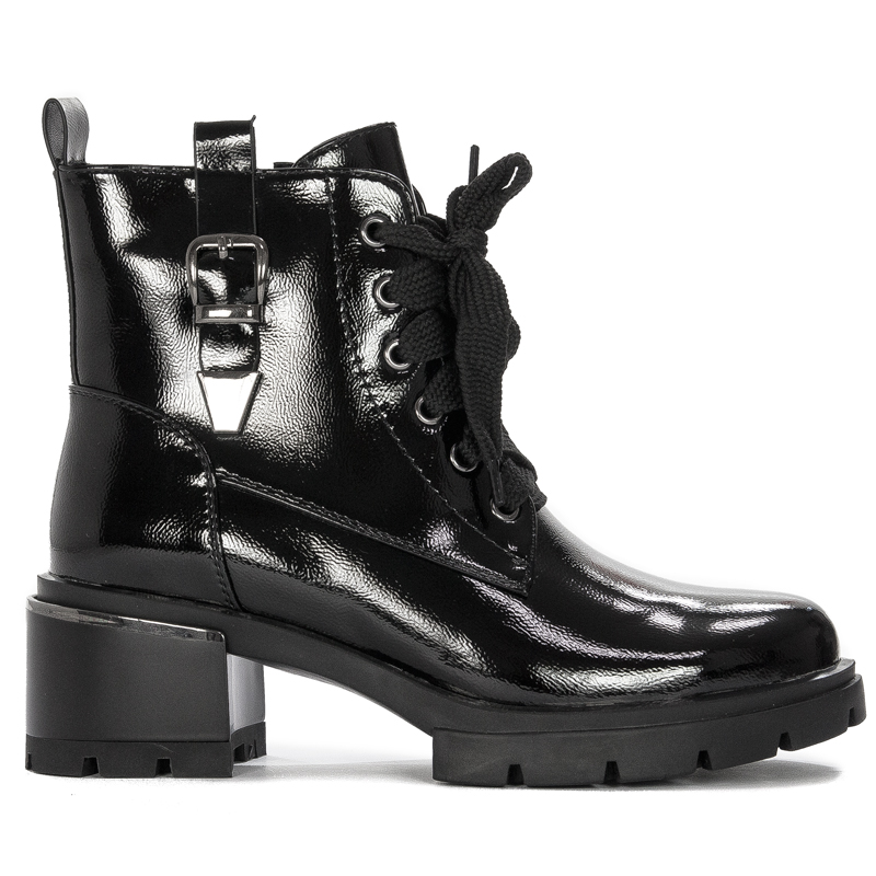 S.Barski Women's Ankle Boots Black Lacquered