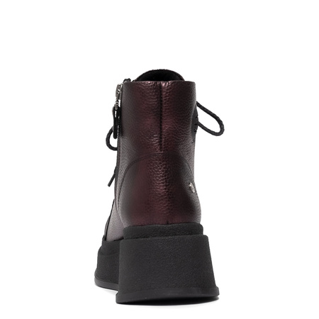 Maciejka Leather Combat Boots on Platform Metallic Purple 06309-42/00-8