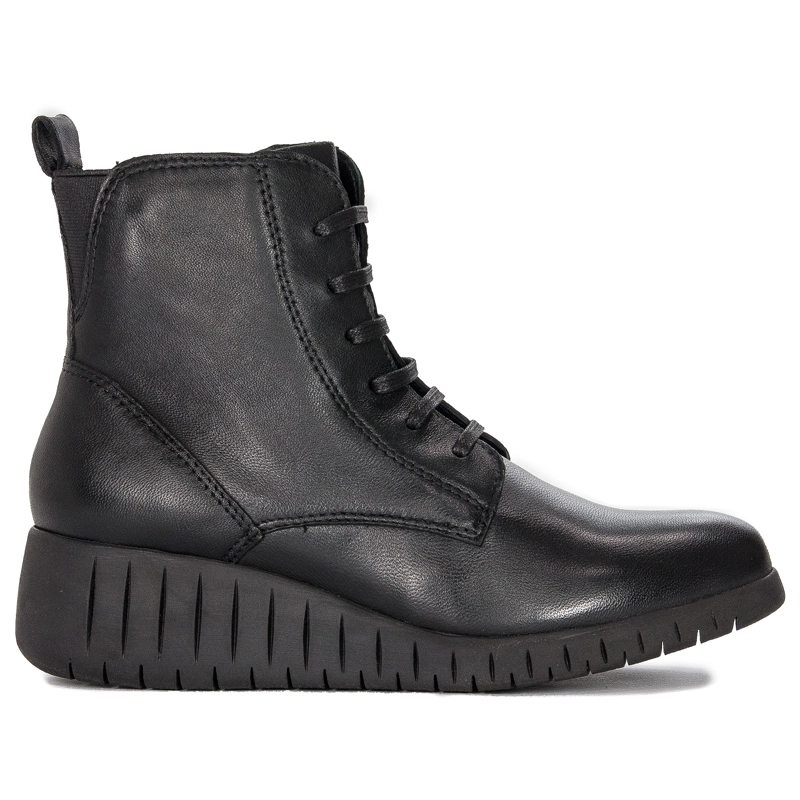 Marco Tozzi Black Comb leather Lace-up Boots