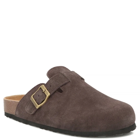Filippo Suede Leather Mules With Buckle Brown DK7918-26-D-BR