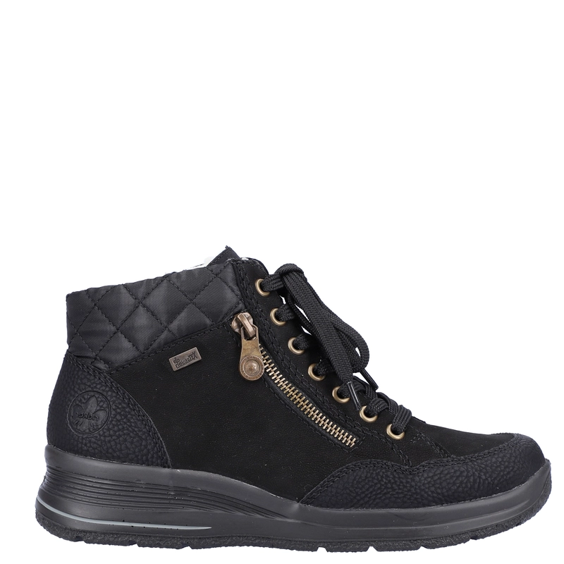 Rieker Insulated Leather Platform Ankle Boots Black L7701-00-BLK