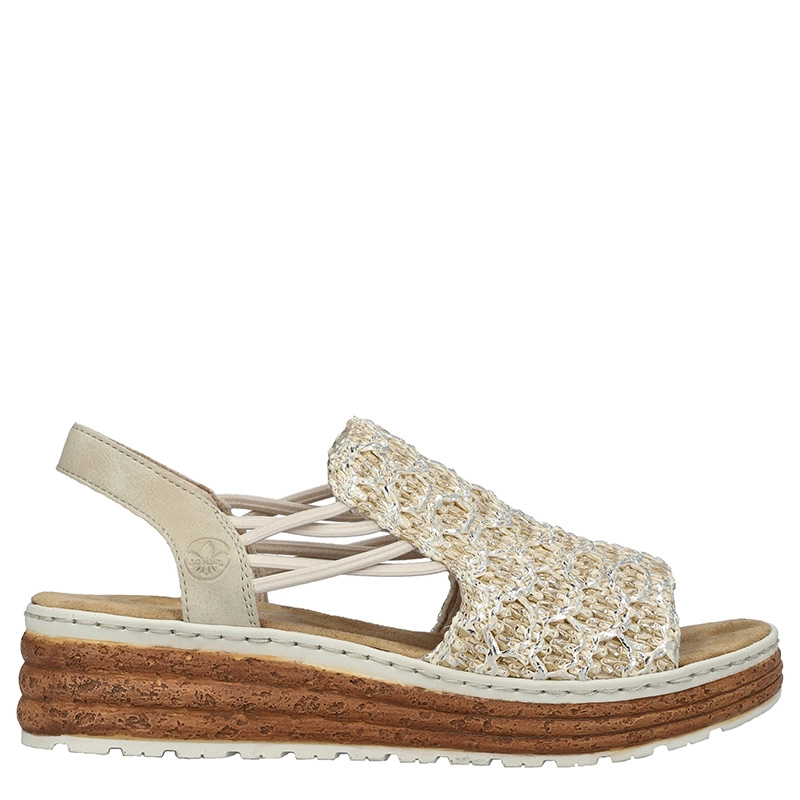 Rieker Women's Wedge Sandals Openwork Beige 62741-60