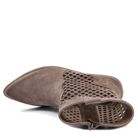 Maciejka Suede Ankle Boots Openwork Almond Brown 1734-ALMOND-WEL