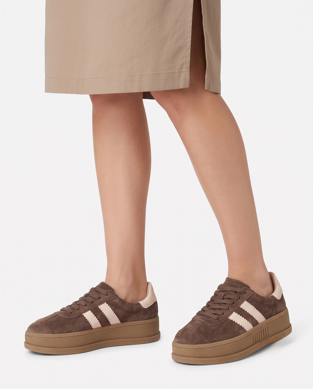Filippo Zamszowe Sneakersy Damskie Na Platformie Brązowe DP7995-26-D-BR