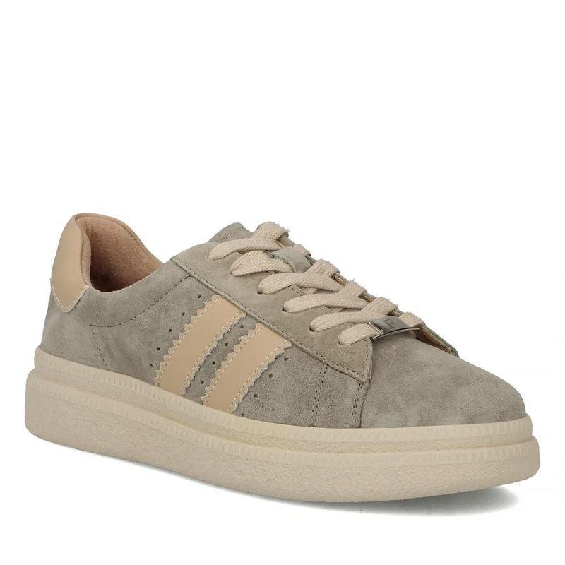 Filippo Women's Leather Platform Shoes, Suede, Khaki DP7499-26-KH