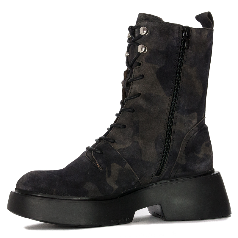 Wonders Women's Leather Boots On The Camo Platform Wonders Botki Damskie Skórzane Na Platformie Jungla Negro