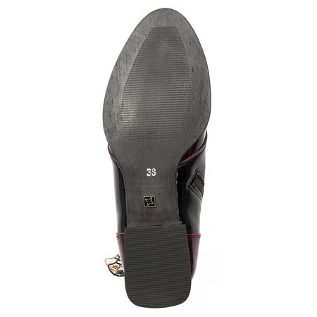 Maciejka Patent Leather Lace-Up Ankle Boots Side Zipper Burgundy 5743A-23/00-7