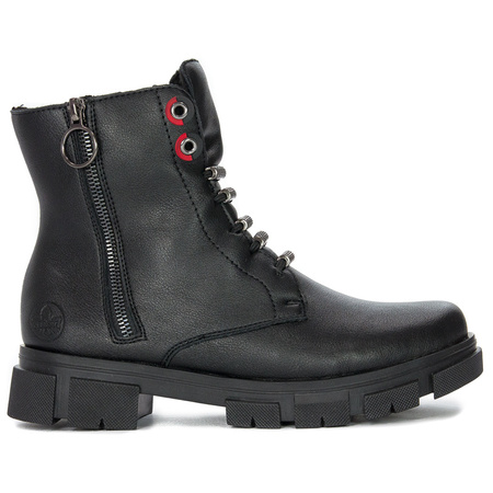 Botki damskie Rieker Y7172-00 Black ocieplane Czarne
