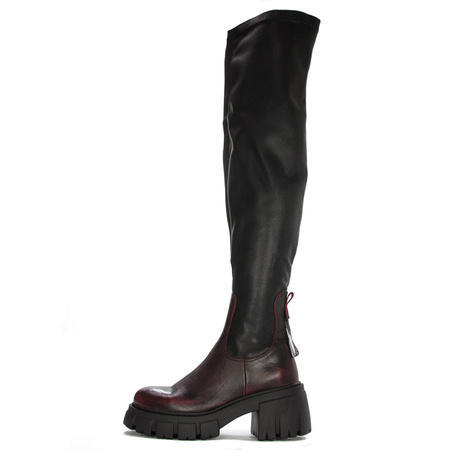 Maciejka 05260-0800-7 Black and Red Knee-High Boots