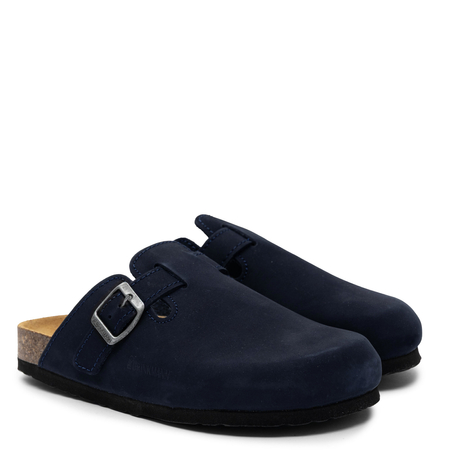 Dr. Brinkmann Leather Mules Orthopedic Closed Toe Navy 600355-NERPIO
