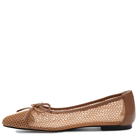 Maciejka Mesh Ballerinas Flat Almond-Toe Brown K7512-29/00-0