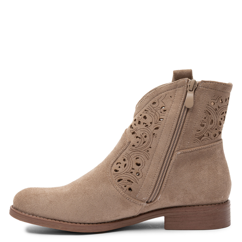 S.Barski Openwork Ankle Boots with Zip Beige HY61-8026-BEIGE