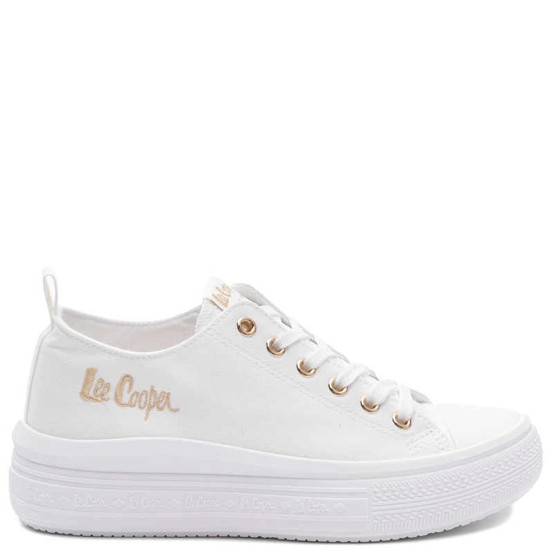 Lee Cooper Trampki Damskie na Platformie Tkanina Białe LCW-26-44-4482L