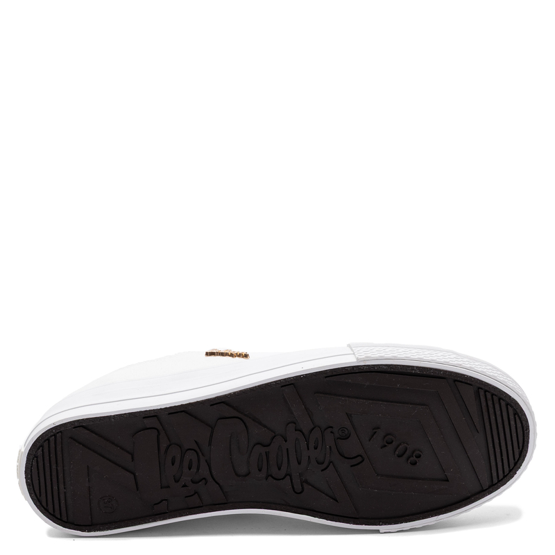 Lee Cooper Tkaninowe Trampki Damskie Białe z Detalami Rose Gold LCW-26-02-4068L