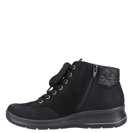 Rieker Insulated Leather Platform Ankle Boots Black L7701-00-BLK