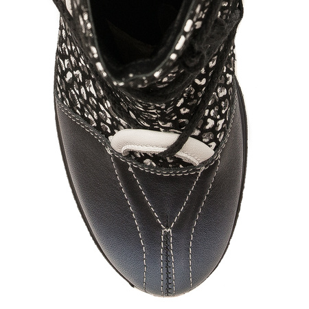 Maciejka Avant-Garde Leather Ankle Boots Block Heel Black Blue 05605-01/00-7