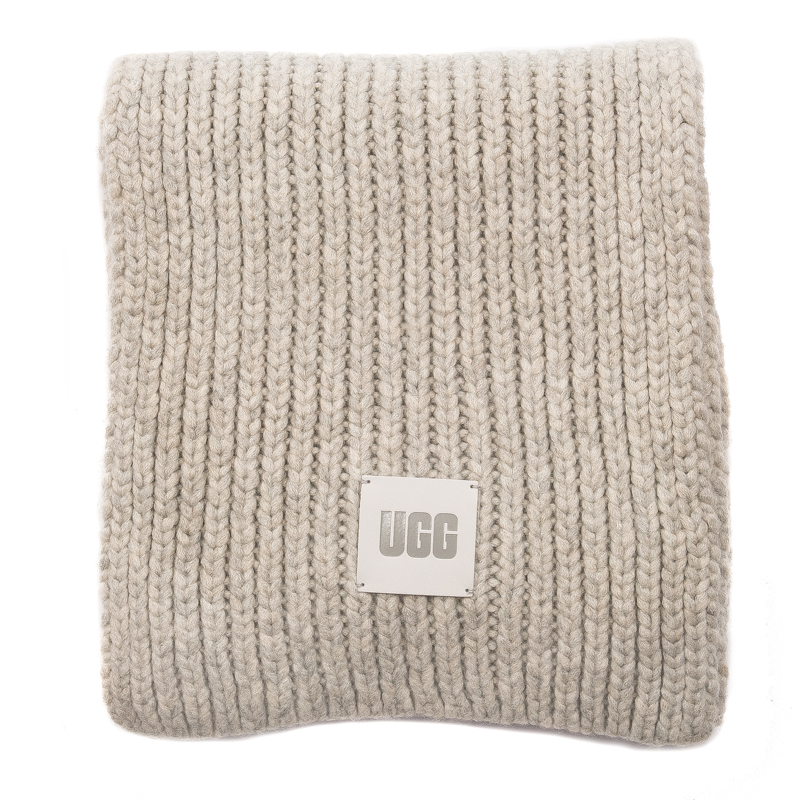 UGG Women's Scarf Light Gray 20166 Chunky Rib Knit