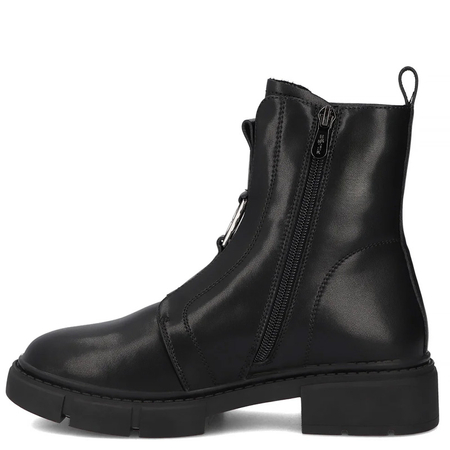 Filippo Leather Insulated Women's Ankle Boots Flat Heel Black DBT652425BK