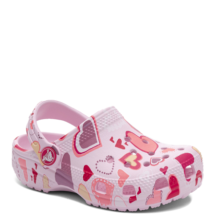 Crocs Classic Heart Print Clog Dziewczęce Klapki Różowe 209754-7CI