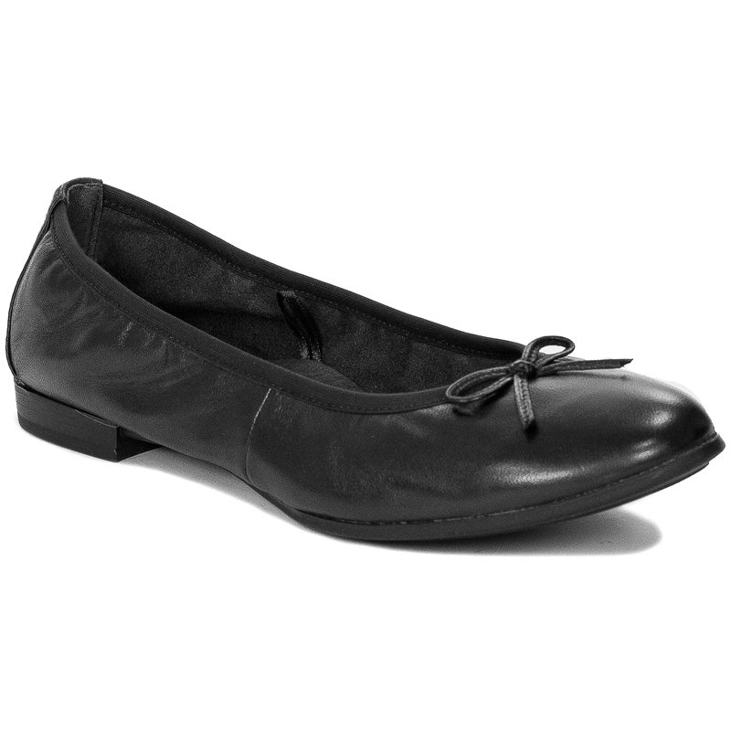 Tamaris Baleriny damskie skórzane Black czarne