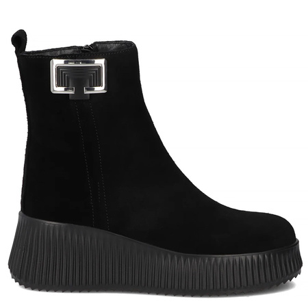 Filippo Suede Leather Women’s Platform Ankle Boots Black DBT6392-25-BK