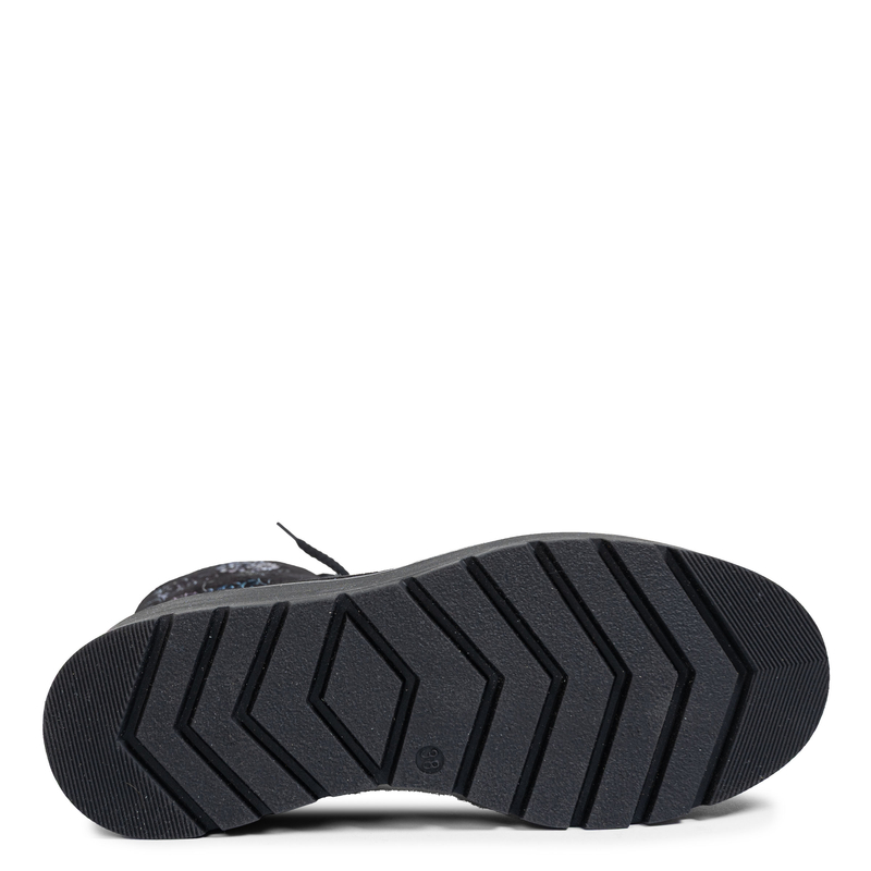 Maciejka Botki Damskie na Platformie Czarne Kwiatowe - Stylowe Wzorzyste Buty 6762W-01/00-6